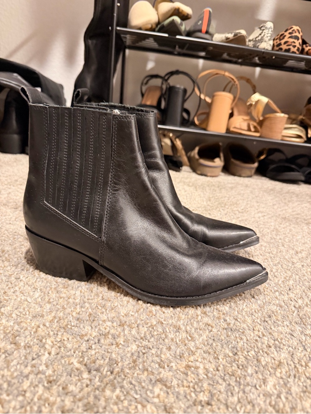 Marc Fisher Black Pointed Toe Ankle Boots